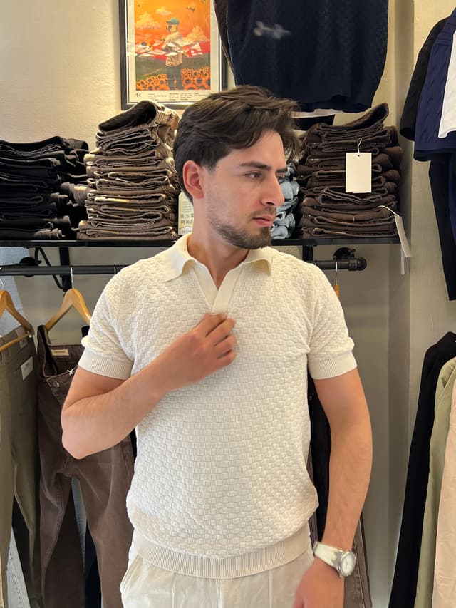ZARA beige white t-shirt