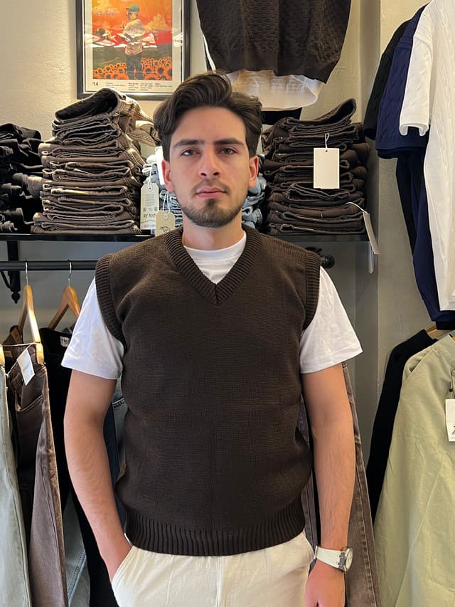 Brown sweater vest