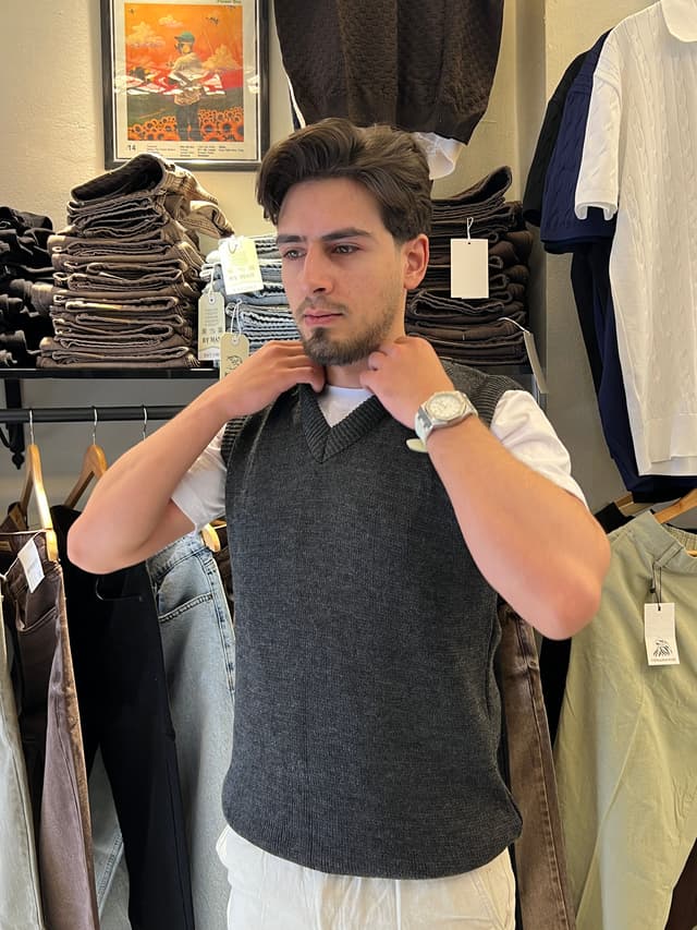 Grey sweater vest